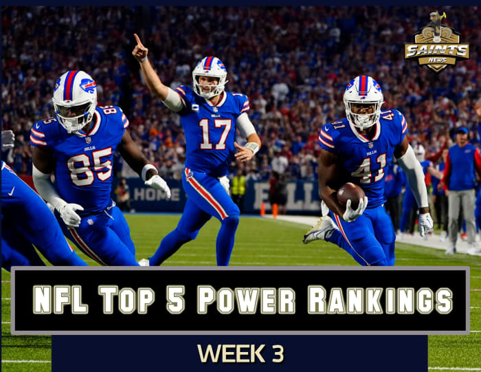 SAINTS NFL TOP 5 POWER RANKINGS WEEK 3